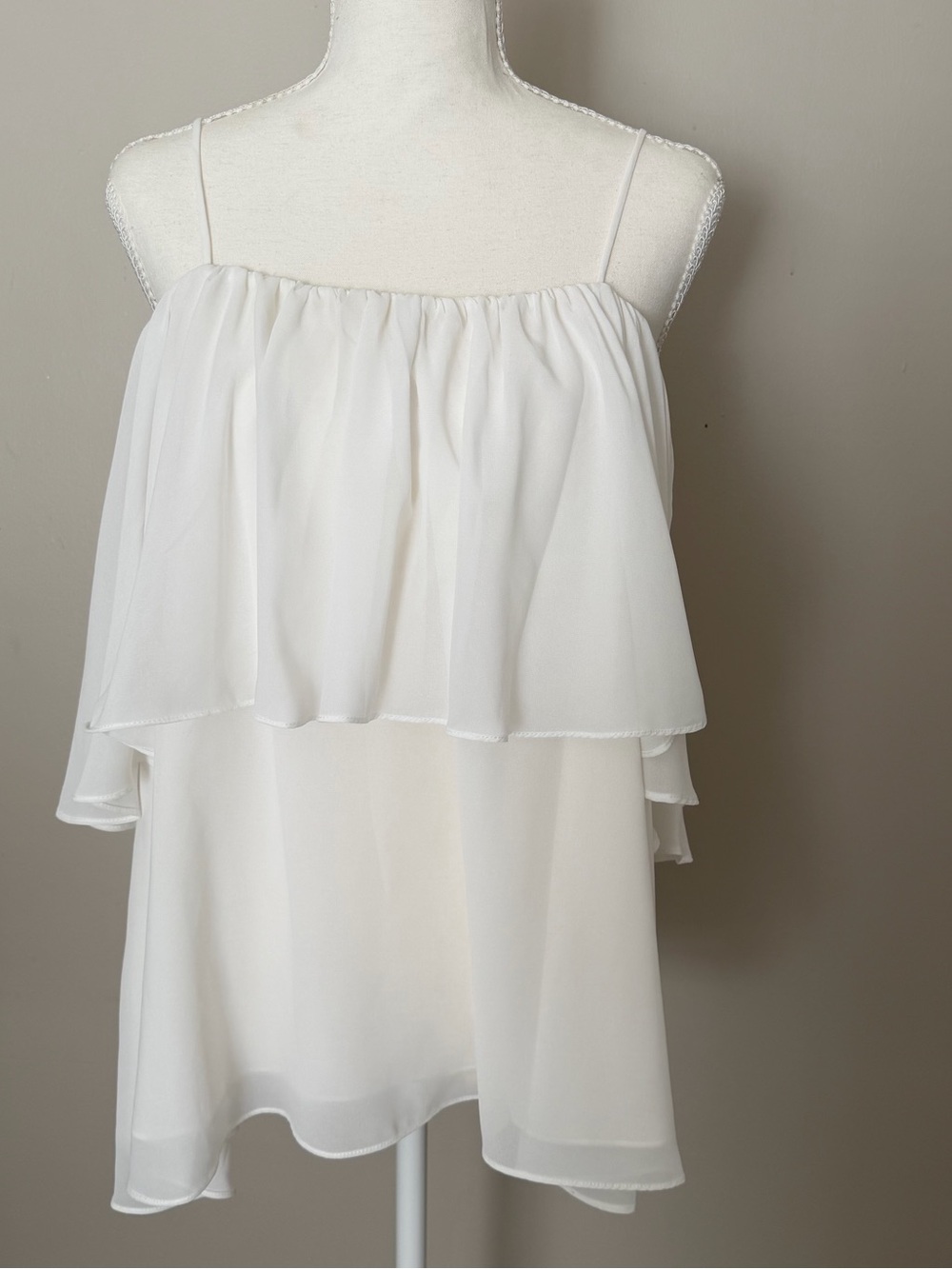 Badgley Mischka White Layered Chiffon Camisole